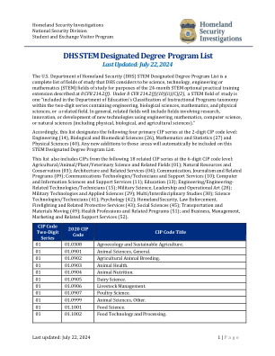 2024 年 DHS STEM 指定学位课程清单